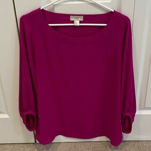 NEW LOFT Long Sleeve Magenta Blouse Size M